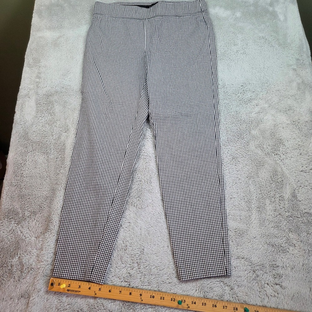 Talbots Skinny Ankle Pants Womens Sz 6 Gingham Check Stretch Pull On Black White